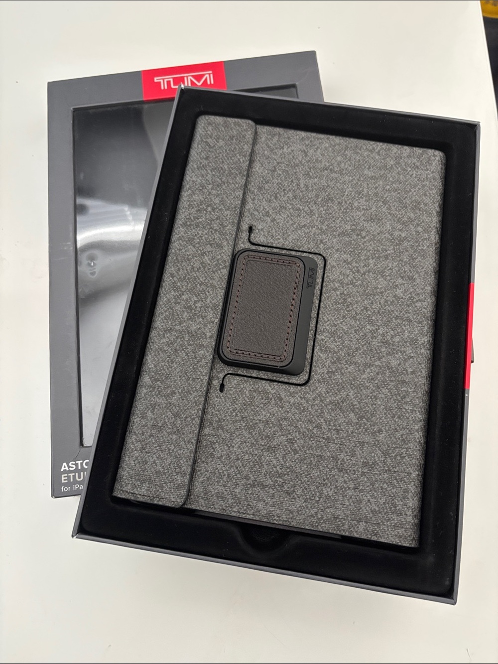Tumi Gray Fabric Folio with Brown Leather Accent for IPad Mini 4 only